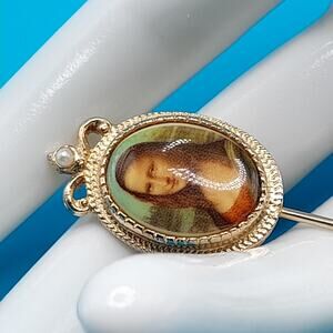 Vintage Mona Lisa Stick Pin, Sarah Coventry, 1970s Collection